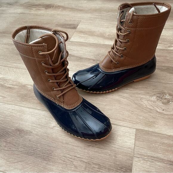 JBU by Jambu Women's Navy/Tan Lace Up Maplewood Waterproof Duck Boots sz 8 - Picture 5 of 9